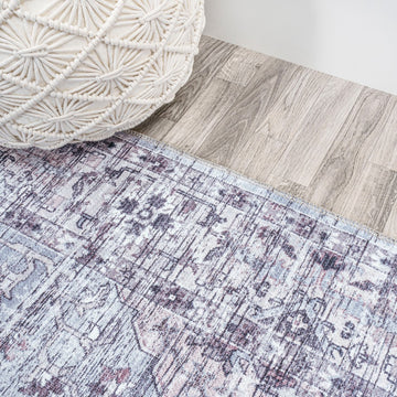 Didim Boho Gray Medallion Washable Area Rug